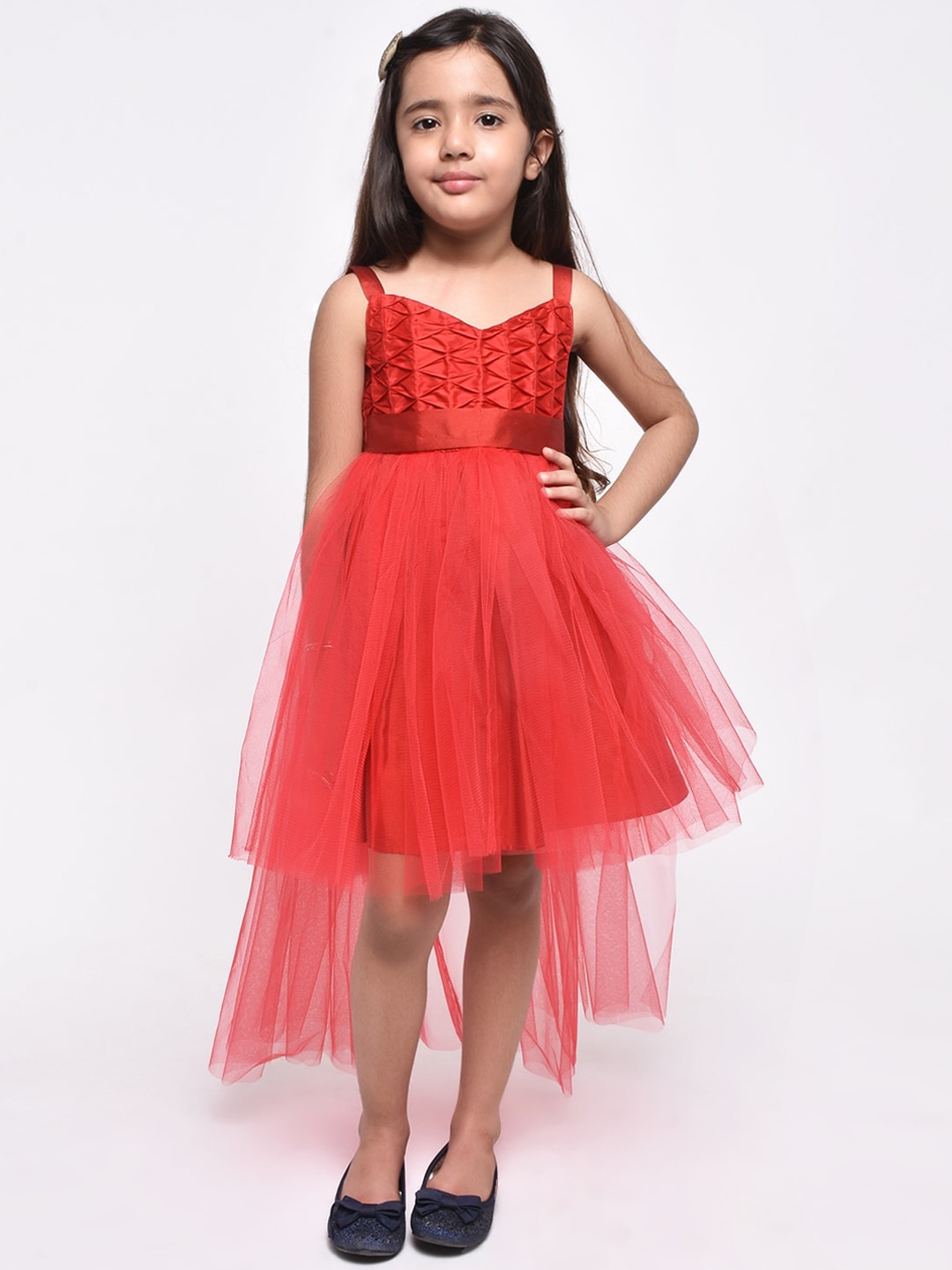 

Jelly Jones Girls Red Embellished Fit and Flare Dress