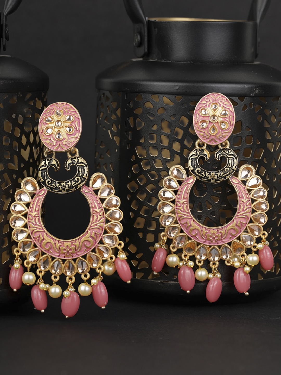 

Priyaasi Pink Contemporary Drop Earrings