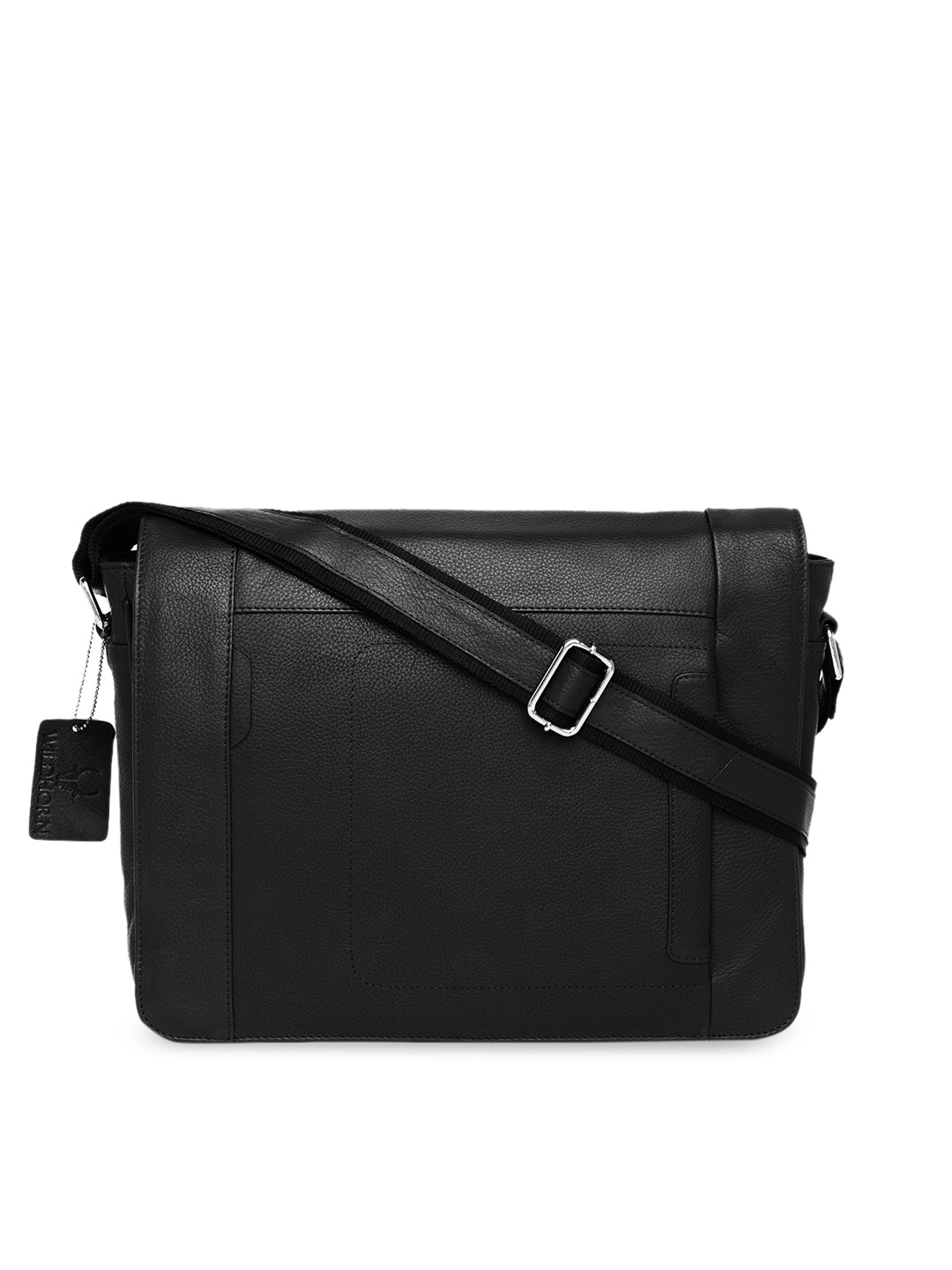 

WildHorn Men Black Solid Genuine Leather Messenger Bag