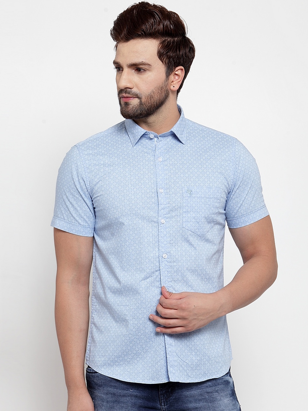 

Cantabil Men Blue Slim Fit Printed Casual Shirt
