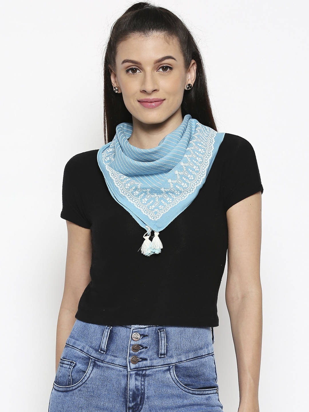 

People Women Blue & White Printed Scarves