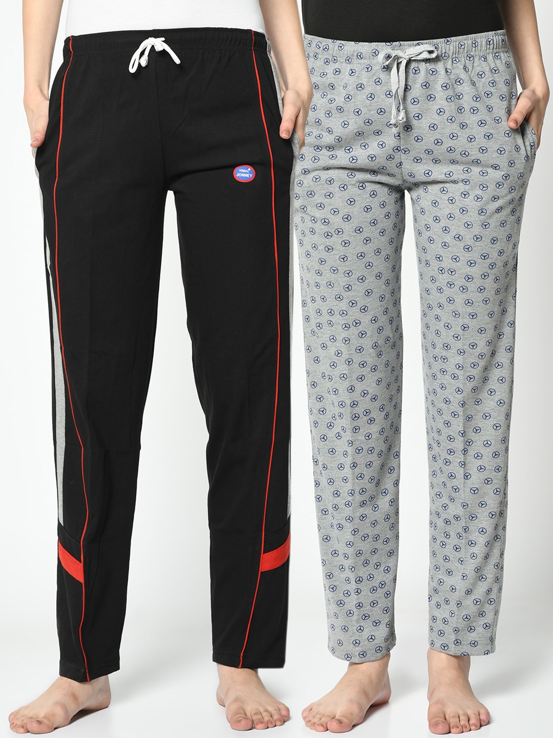 

VIMAL JONNEY Women Pack Of 2 Printed Lounge Pants, Grey