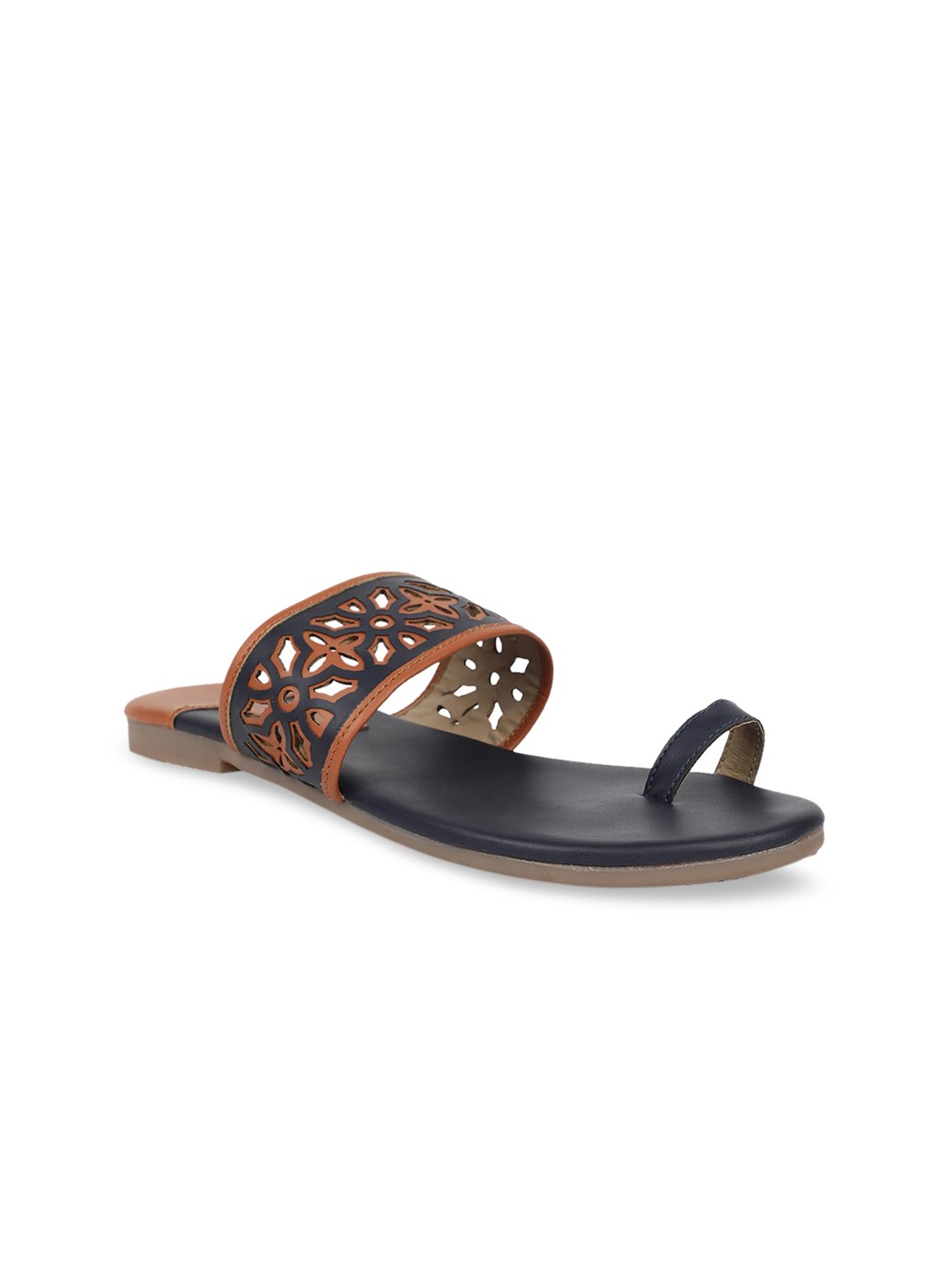 

Footin Women Blue Textured One Toe Flats