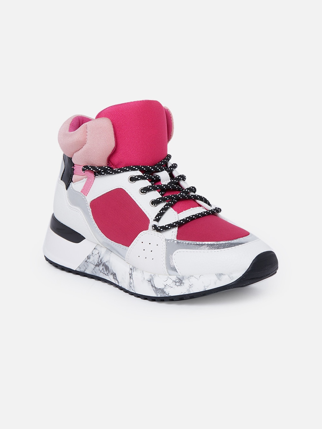

ALDO Women White Colourblocked Synthetic Mid-Top Sneakers