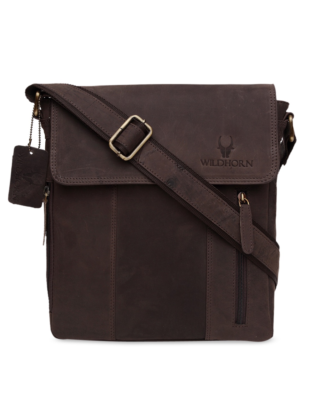 

WildHorn Men Brown Solid Genuine Leather Messenger Bag