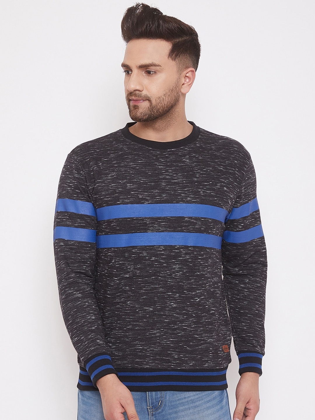 

Austin wood Men Charcoal Striped Sweatshirt