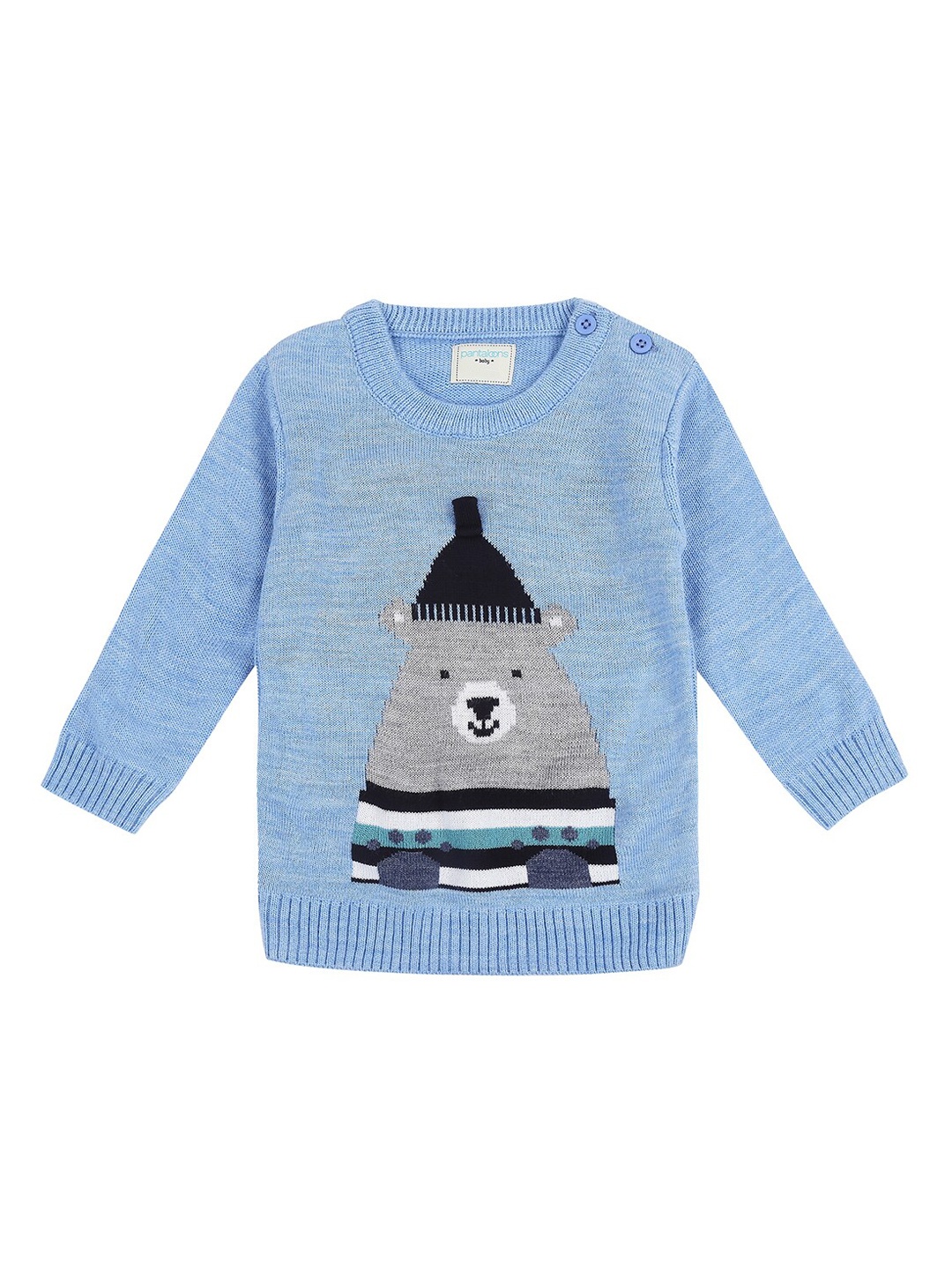 

Pantaloons Baby Infant Boys Blue & Black Printed Pullover Sweater