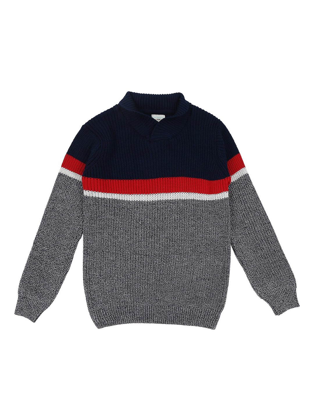 

Pantaloons Junior Boys Navy Blue & Grey Colourblocked Pullover