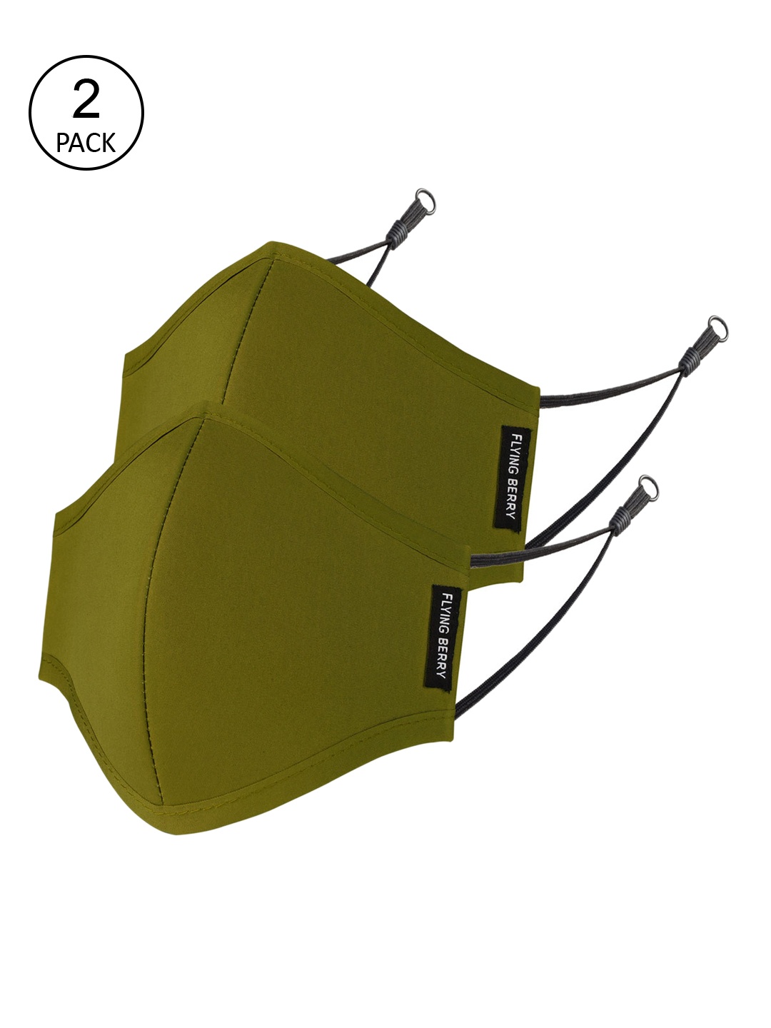 FLYING BERRY Unisex Pack Of 2 Green 3-Ply Anti Pollution Reusable Masks