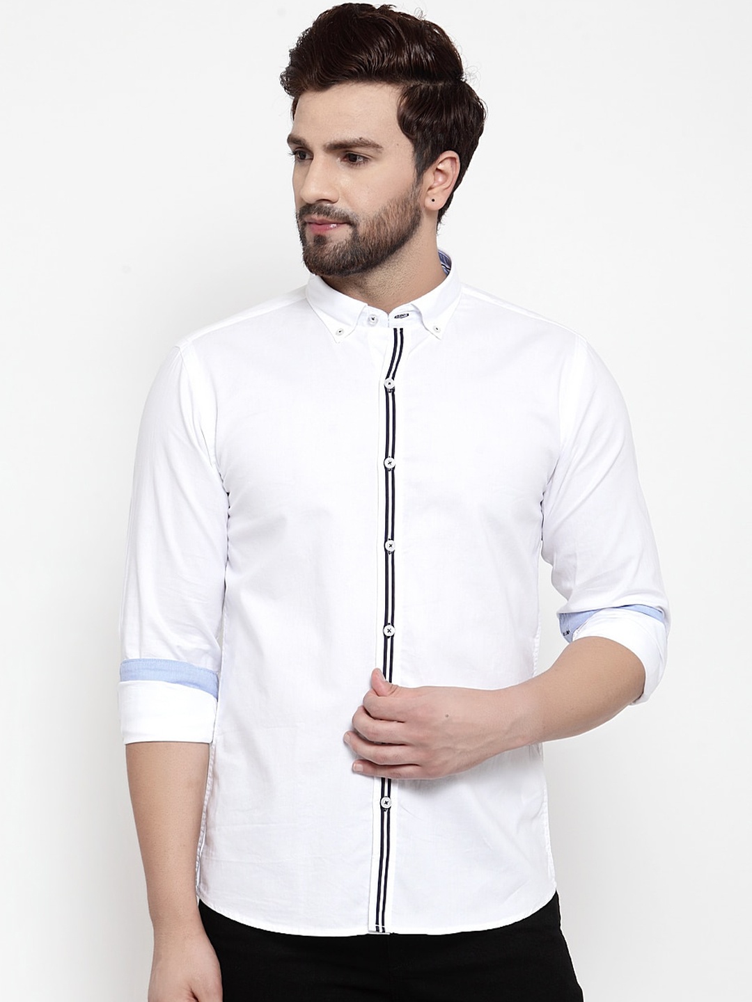 

Cantabil Men White Slim Fit Solid Casual Shirt