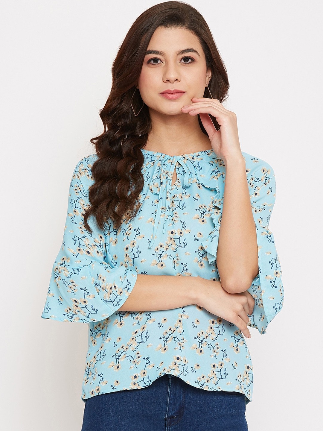 

Ruhaans Women Blue Printed Top