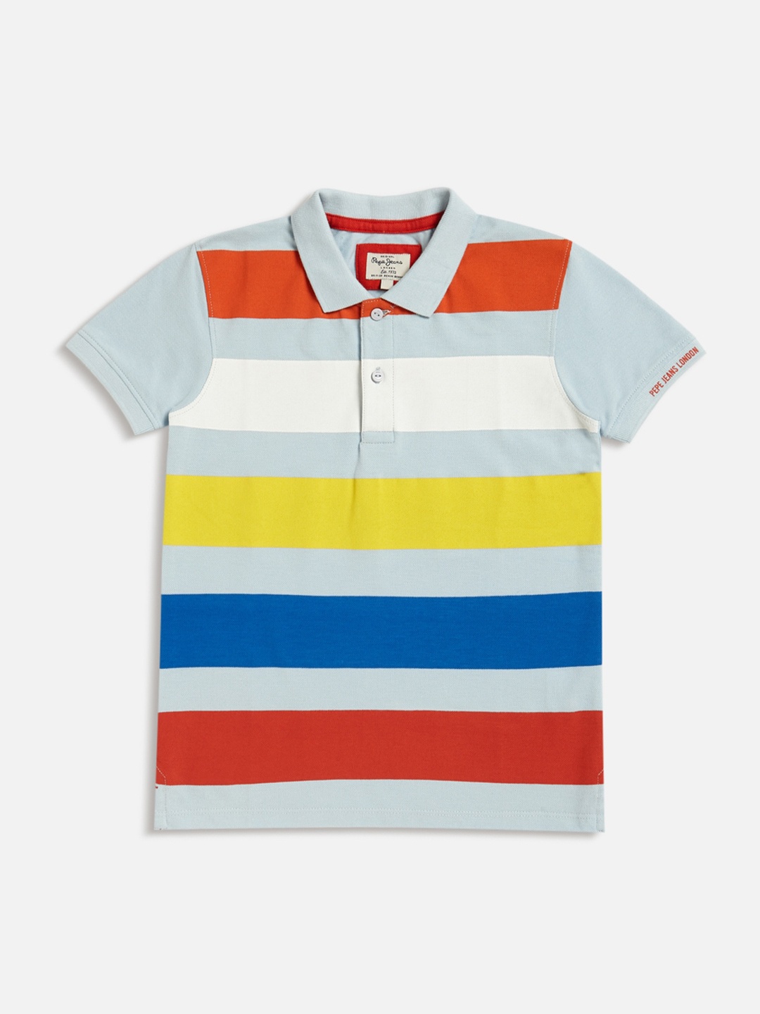 

Pepe Jeans Boys Blue Striped Polo Collar T-shirt