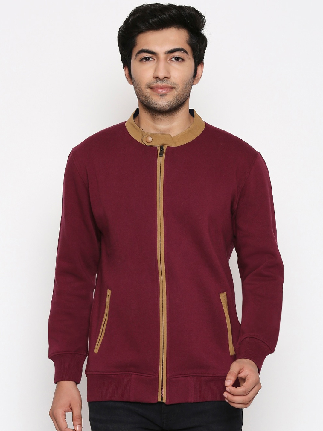 

BYFORD by Pantaloons Men Burgundy Solid Sweatshirt
