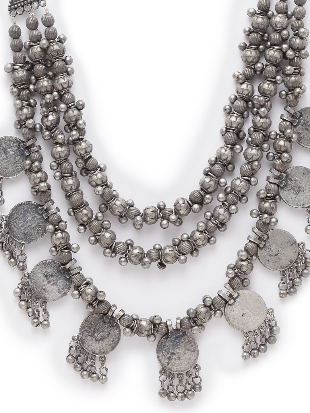 

Moedbuille Women Silver-Plated Layered Ethnic Necklace