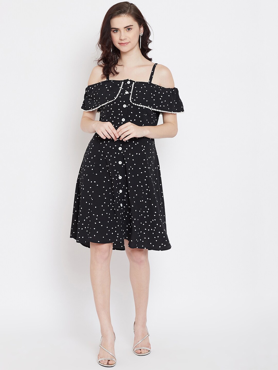 

LUCERO Women Black Printed A-Line Dress