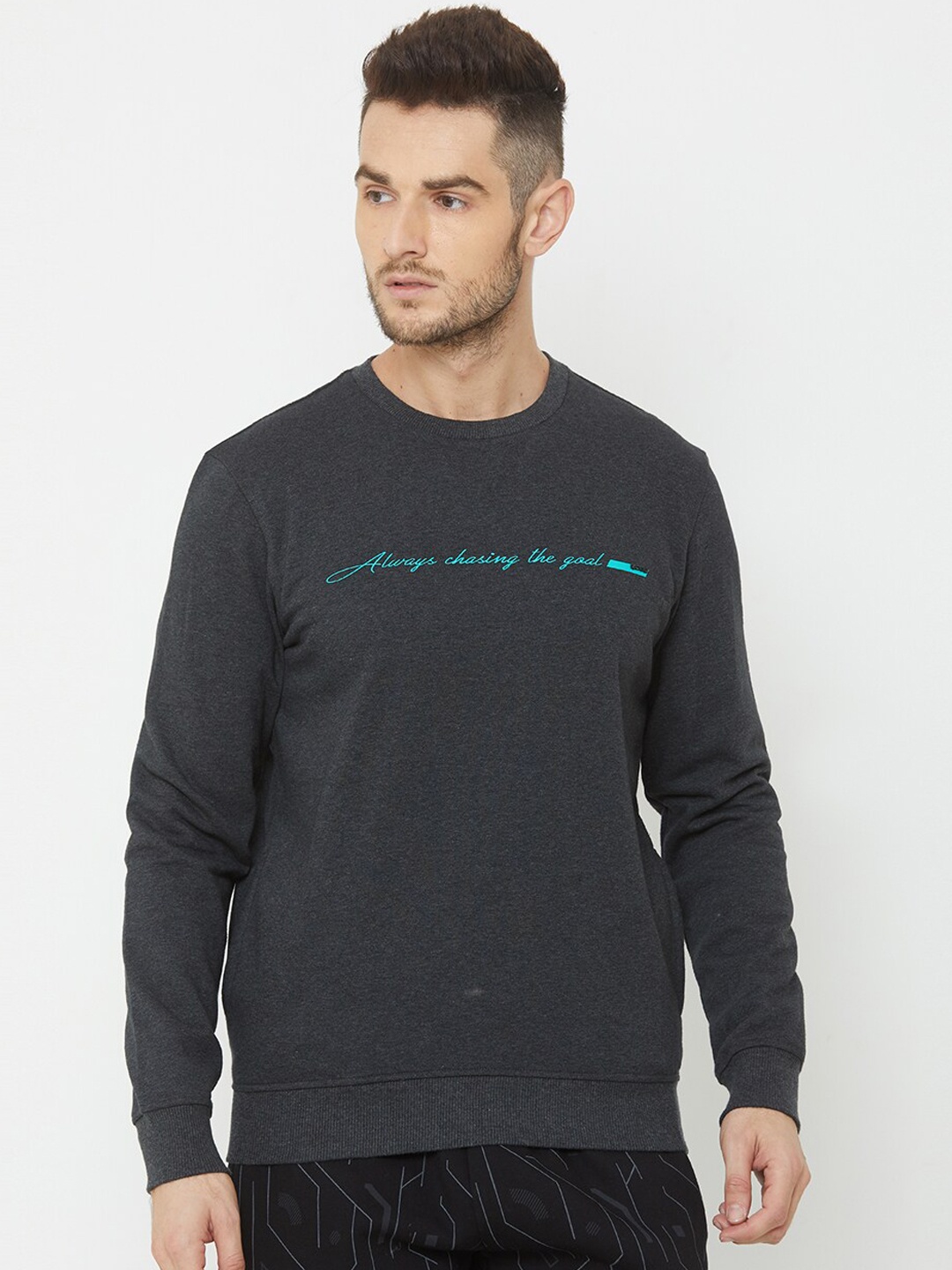 

Sweet Dreams Men Grey & Green Printed Sweatshirt