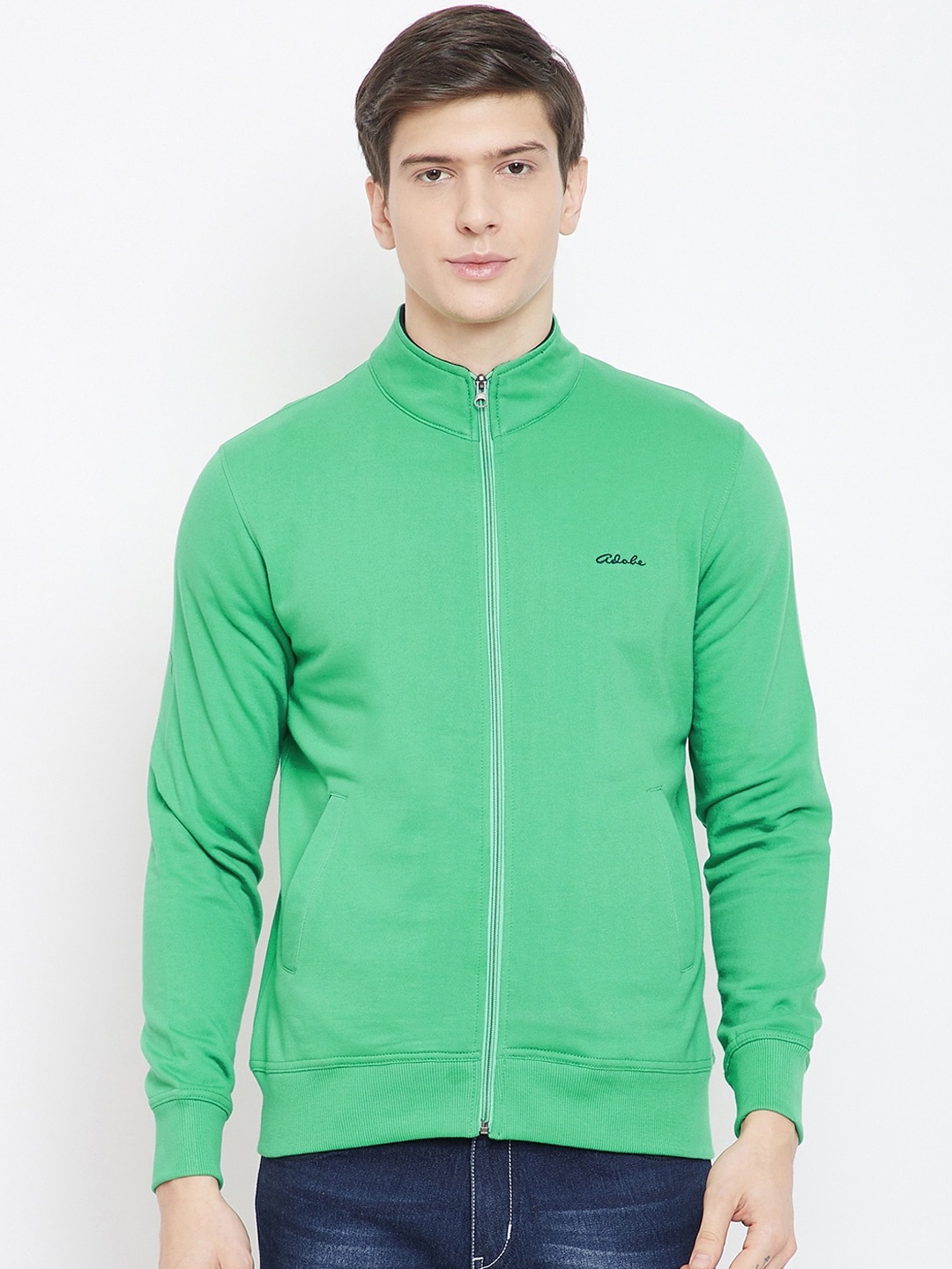 

Adobe Men Green Solid Sweatshirt