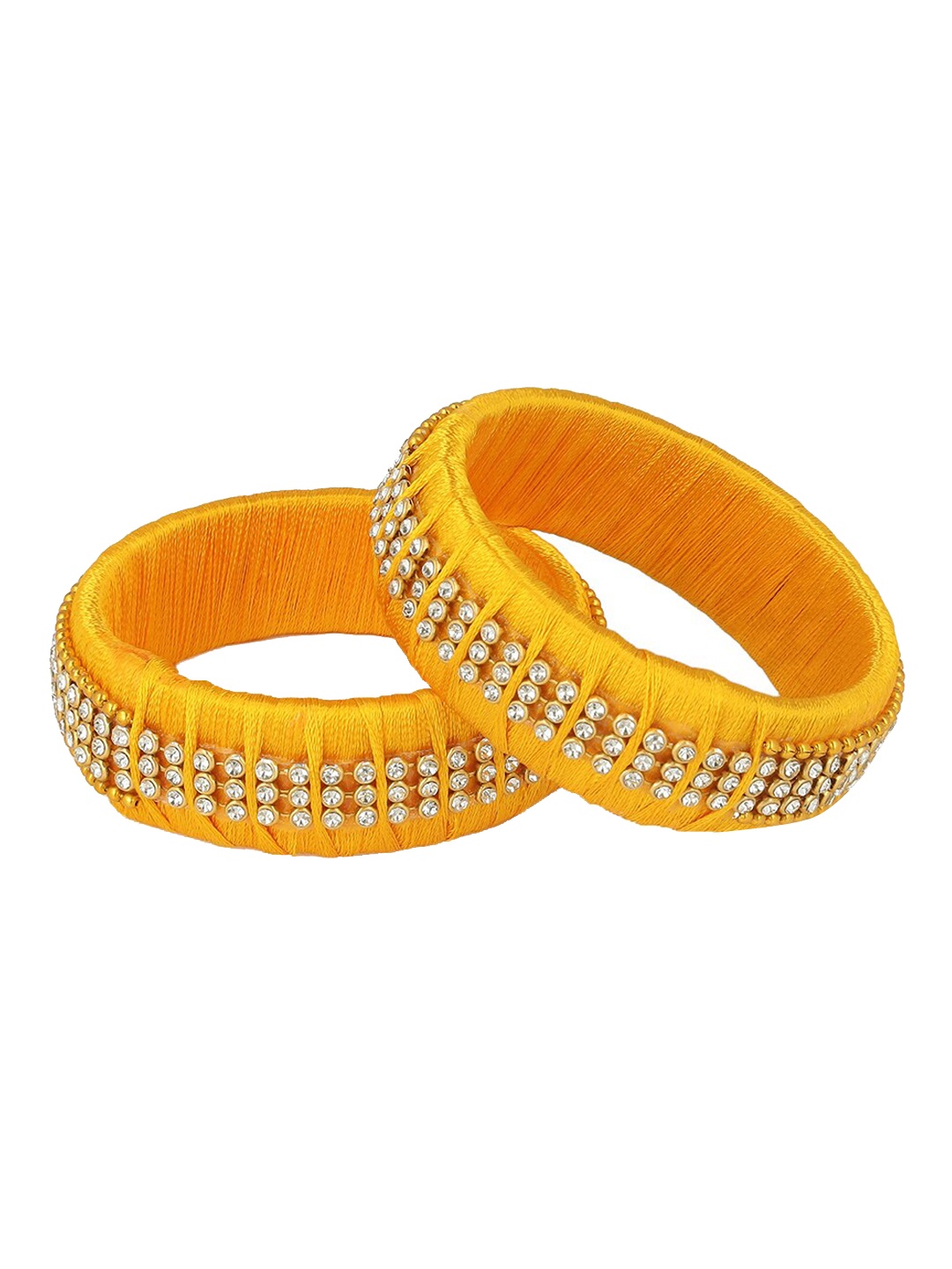 

AKSHARA Set Of 2 Handcrafted Silk Thread Bangles, Yellow