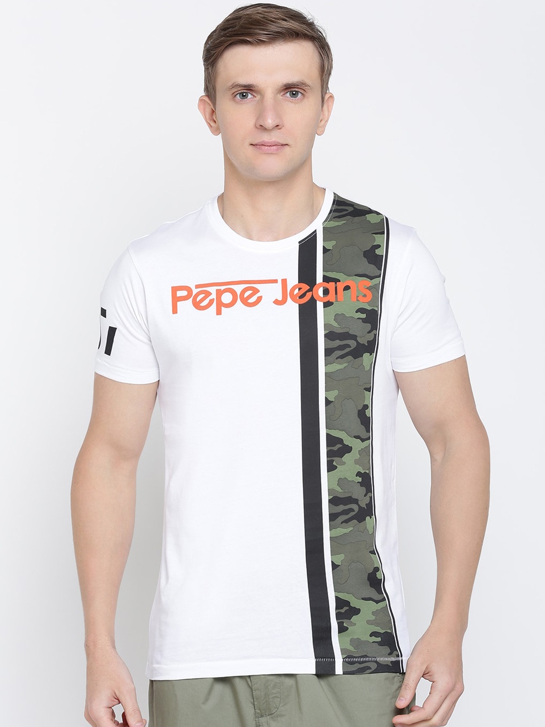 

Pepe Jeans Men White Printed Round Neck T-shirt