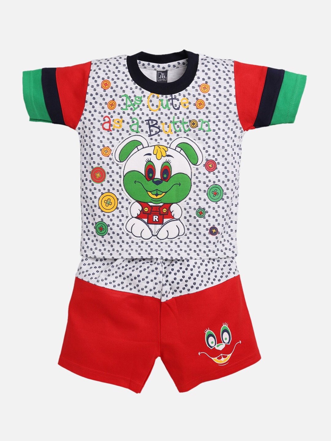 

Jaybee Boys Red & White Printed T-Shirt With Shorts