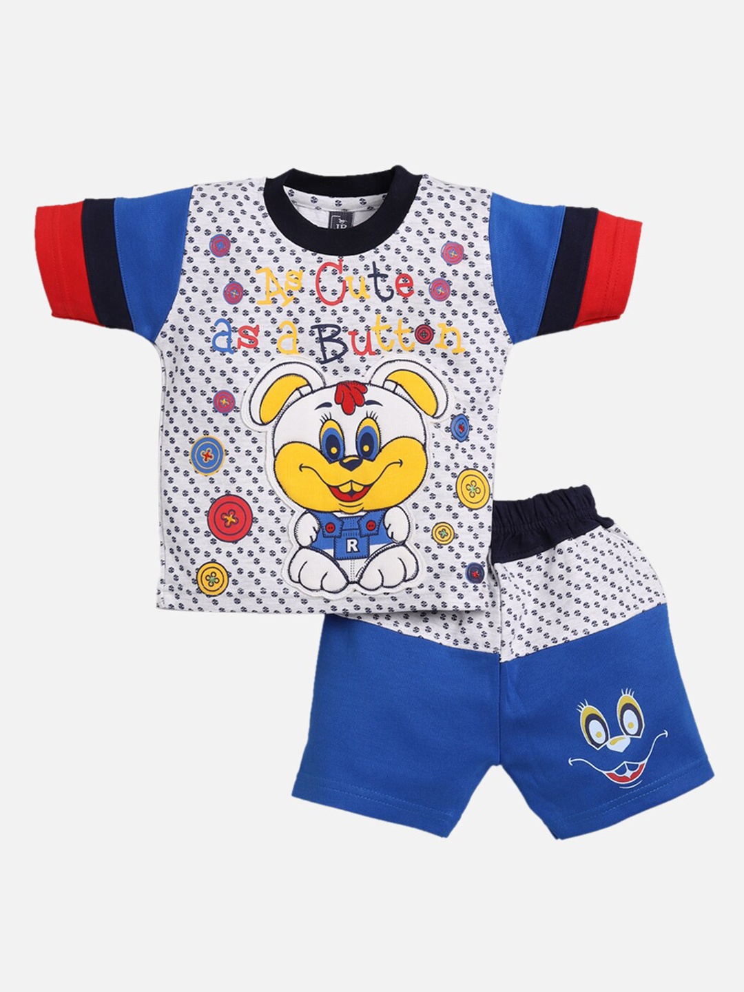 

Jaybee Boys White & Blue Printed T-shirt With Shorts