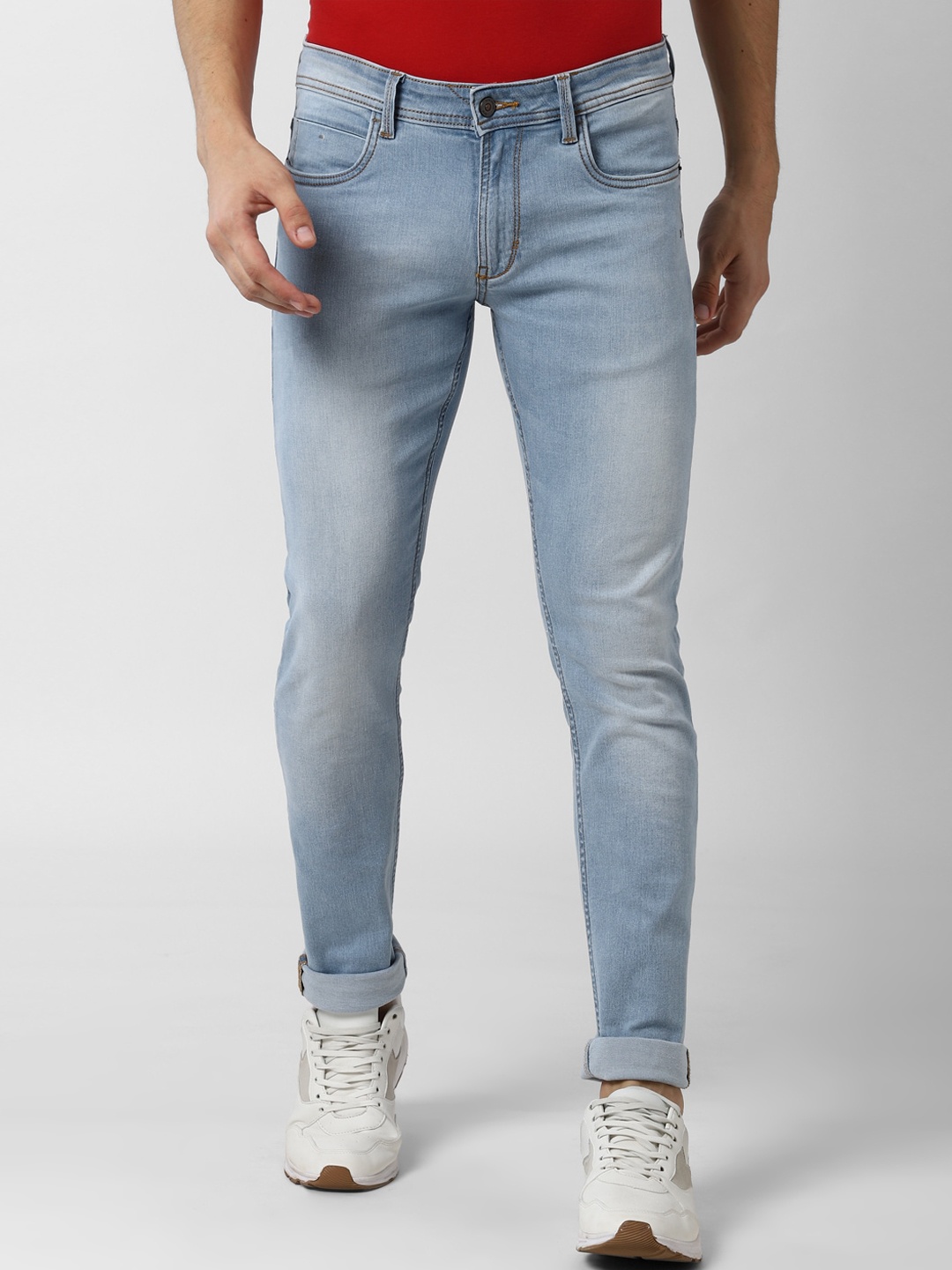 Peter England Casuals Men Blue Skinny Fit Mid-Rise Clean Look Stretchable Jeans