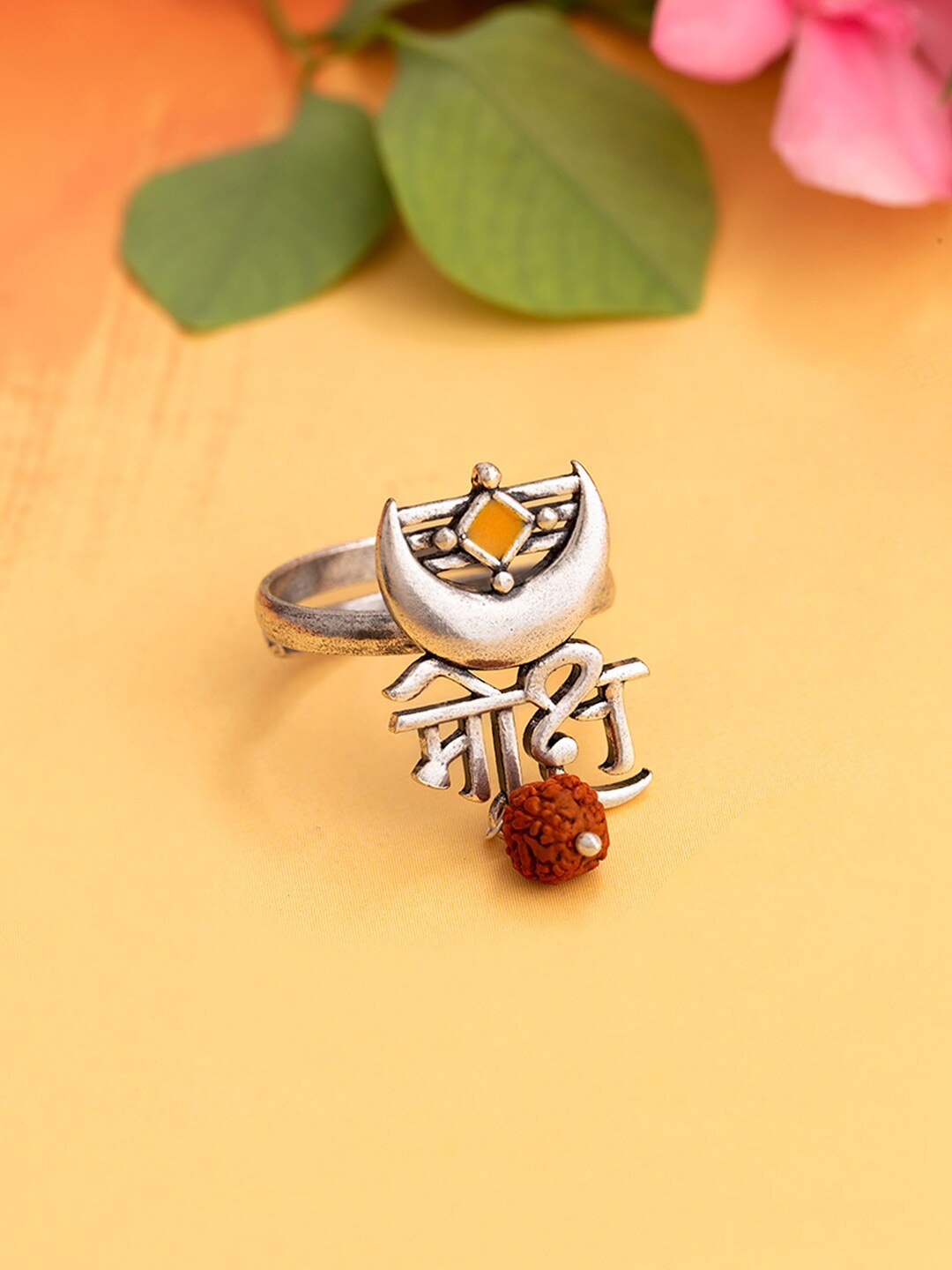 

Voylla Women Oxidised Moksha Inscription Finger Ring, Silver