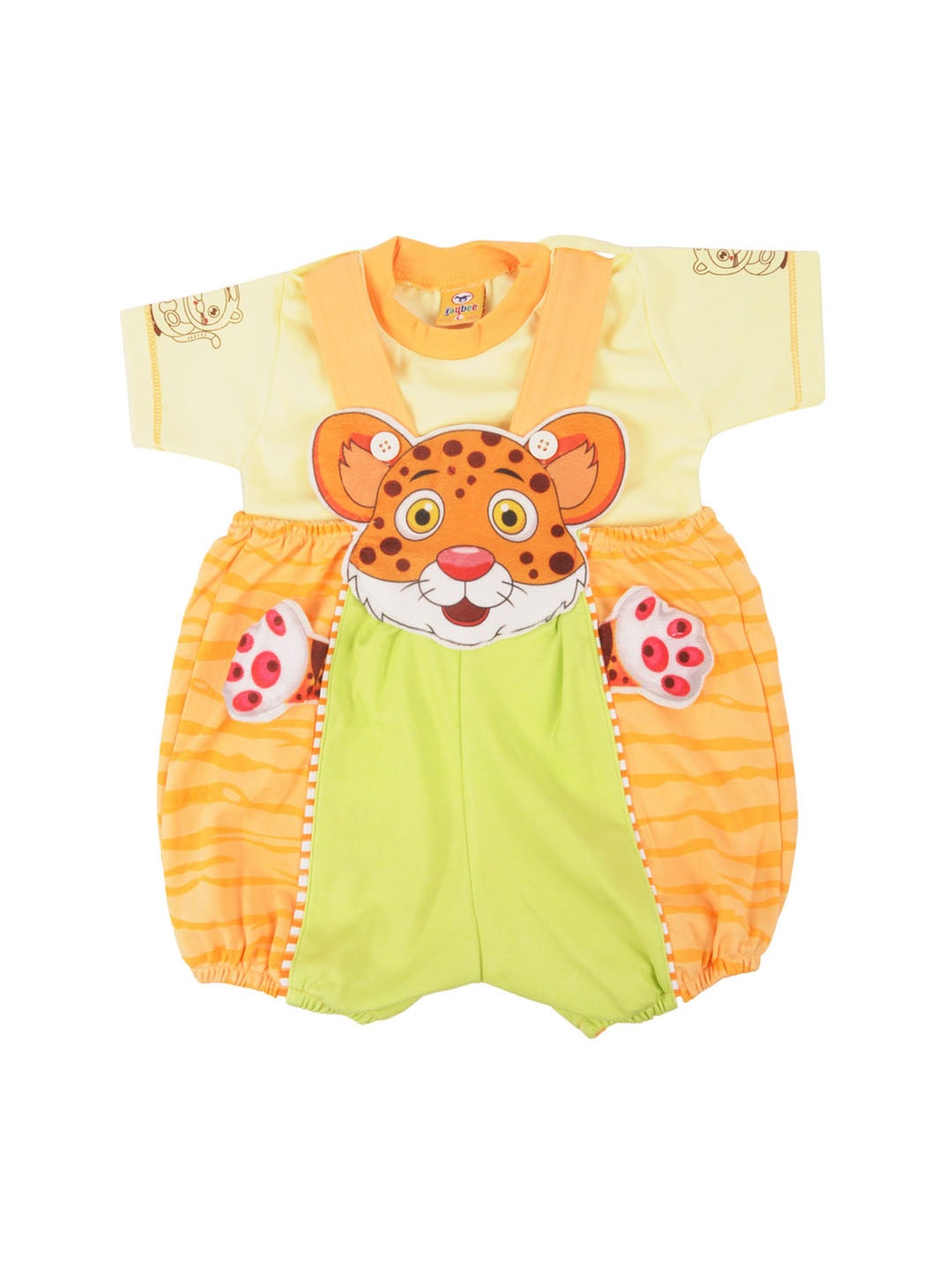 

Jaybee Orange Appliqued Romper with T-shirt