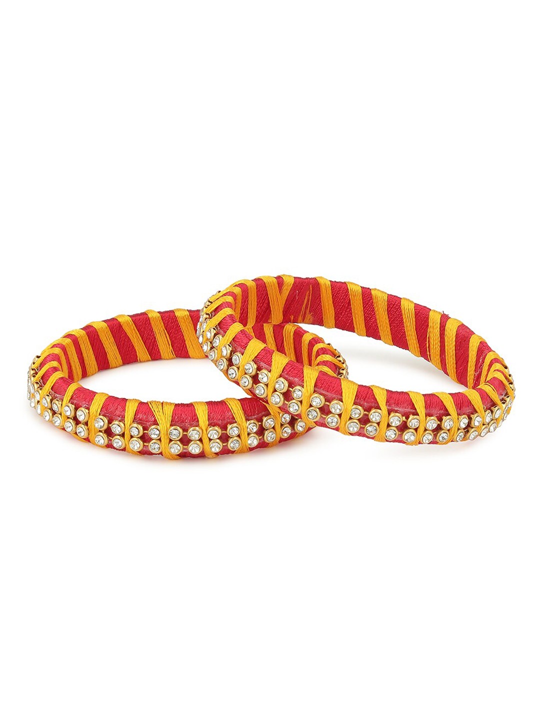 

AKSHARA Red & Yellow Set of 2 Stone-Studded Handcrafted Bangles