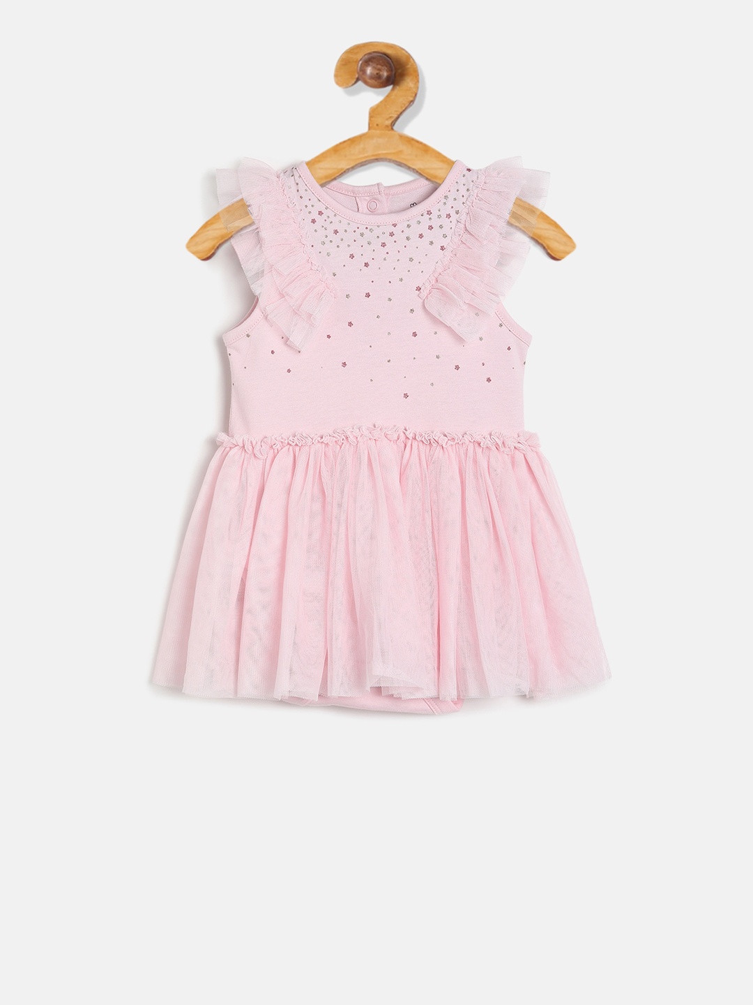 

MINI KLUB Infant Girls Pink Printed Layered Dress Style Bodysuit