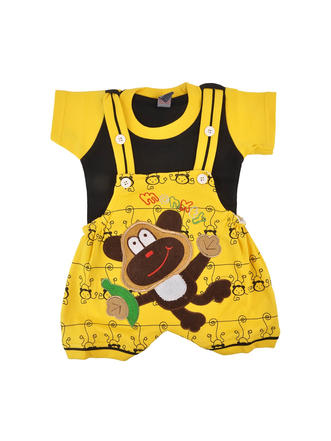 

Jaybee Yellow Appliqued Romper with T-shirt