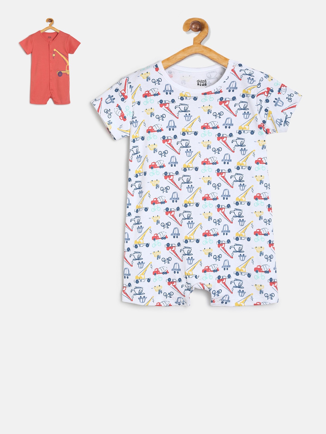 

MINI KLUB Infants Girls Multicoloured Pack of 2 Printed Rompers, Multi