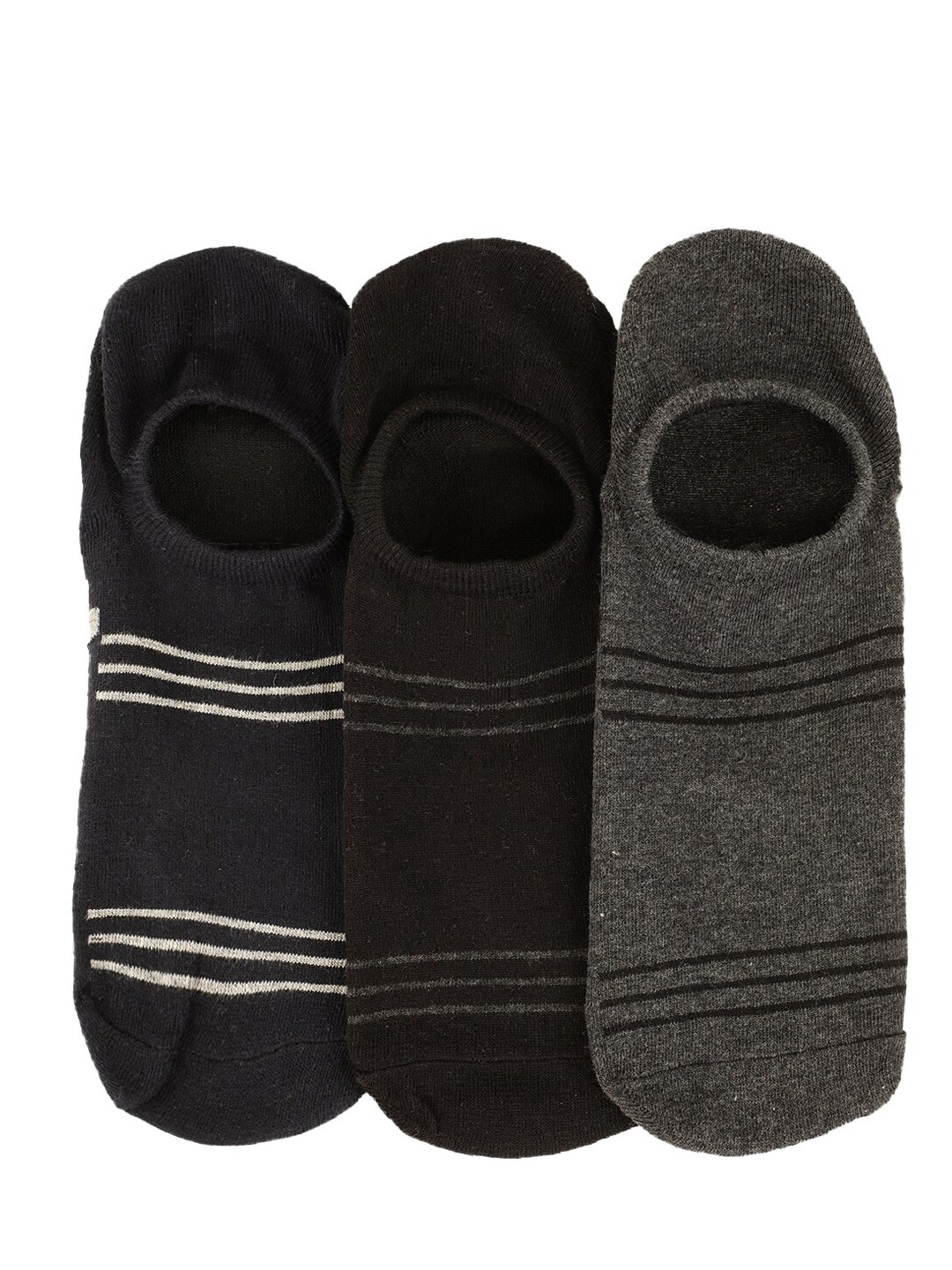 

Alvaro Castagnino Men Pack Of 3 Striped Shoe Liners, Black