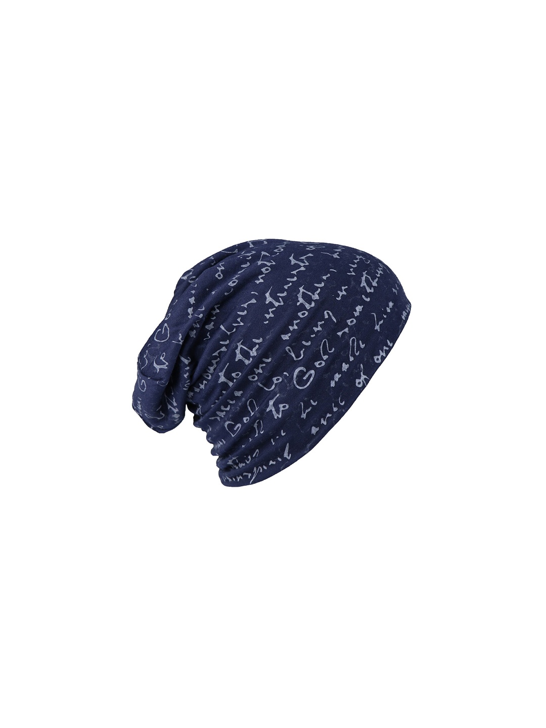 

iSWEVEN Unisex Navy Blue & White Printed Beanie