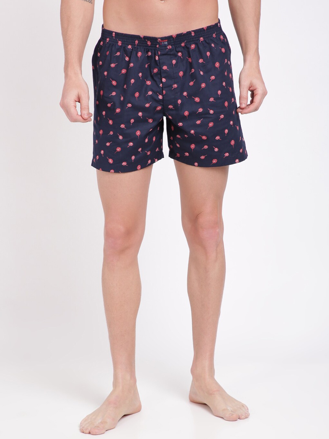 

IVOC Men Navy Blue & Pink Printed Pure Cotton Boxers