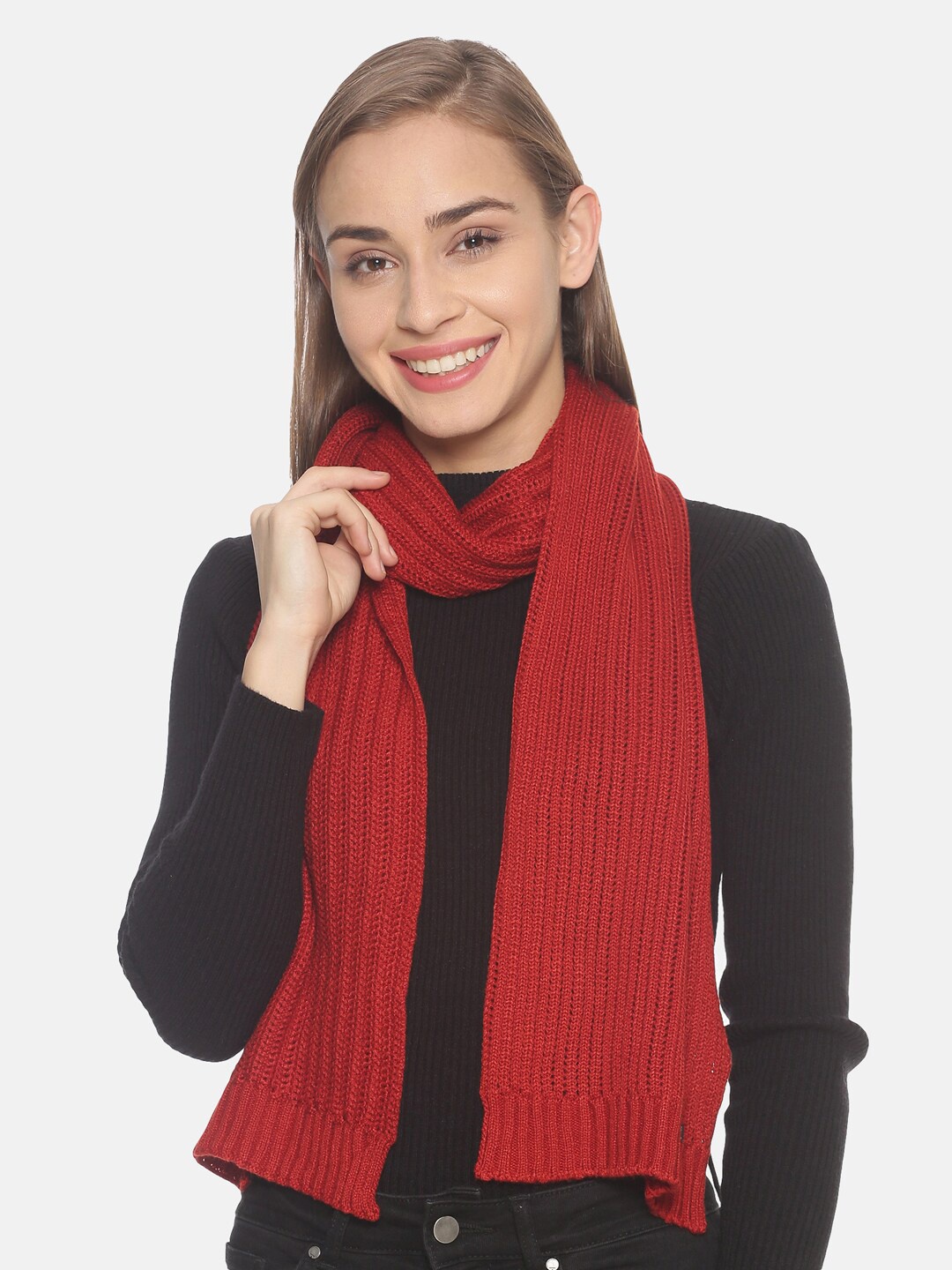 513 Women Rust Brown Self-Design Mufflers