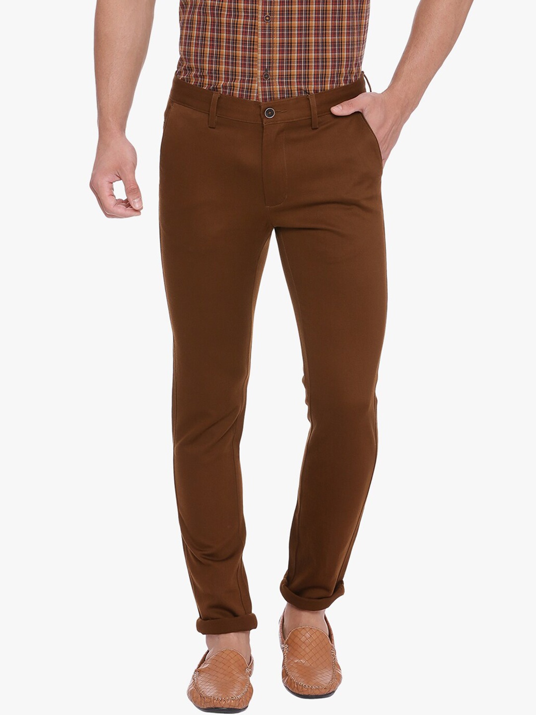 

Basics Men Brown Tapered Fit Solid Regular Trousers