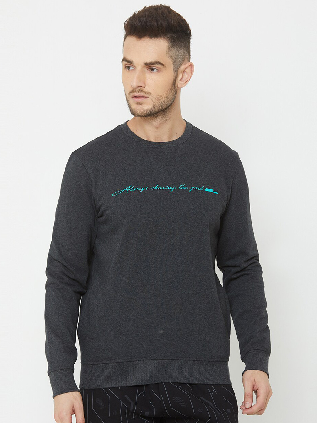

Sweet Dreams Men Charcoal Solid Sweatshirt