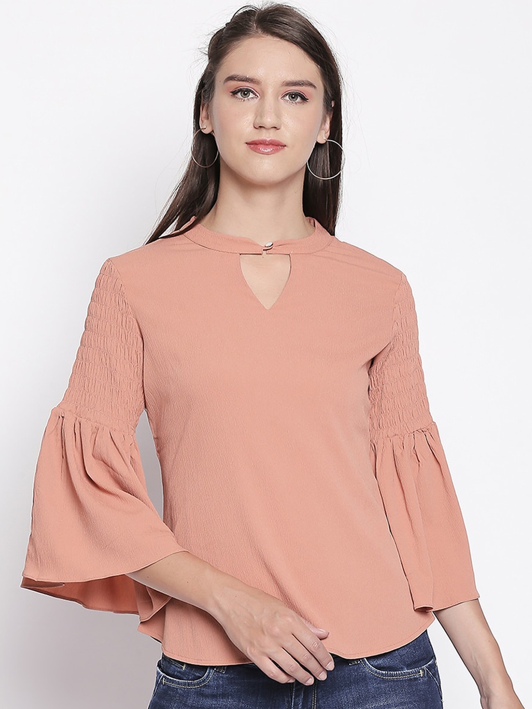 

Mesmerize Women Peach-Coloured Solid Top