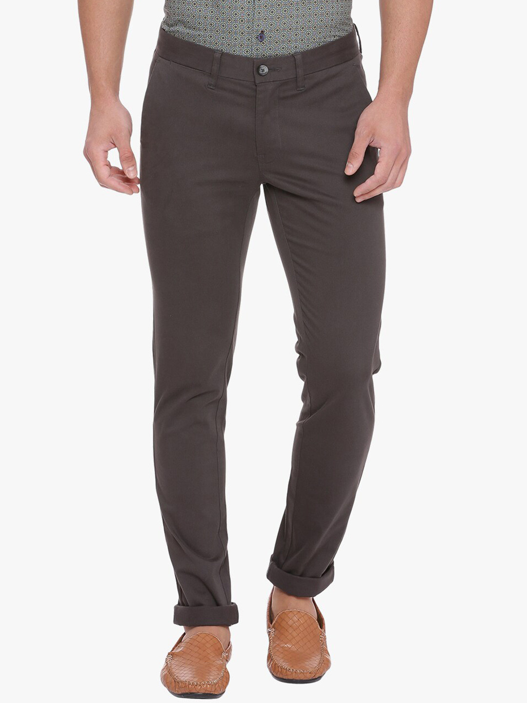 

Basics Men Mauve Tapered Fit Printed Regular Trousers