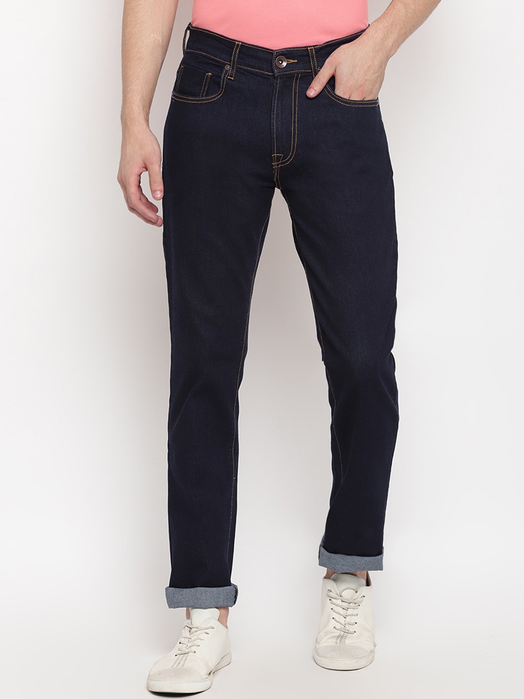 

Pepe Jeans Men Navy Blue Regular Fit Mid-Rise Clean Look Jeans