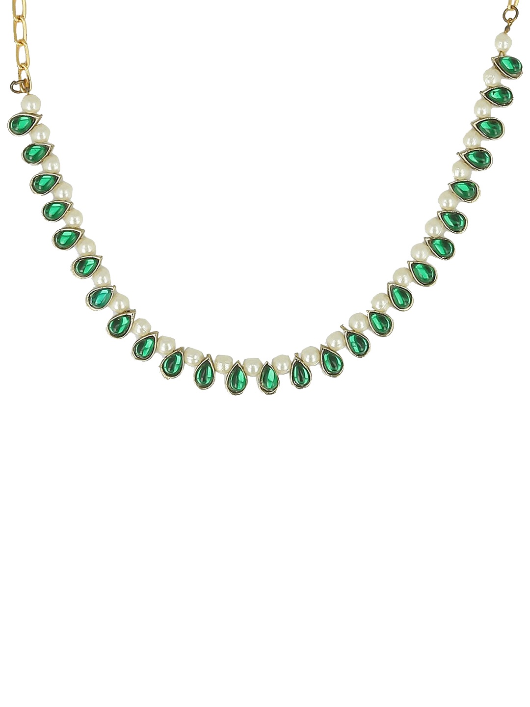 

AKSHARA Girls Gold-Toned & Green Synthetic Choker Handcrafted Necklace