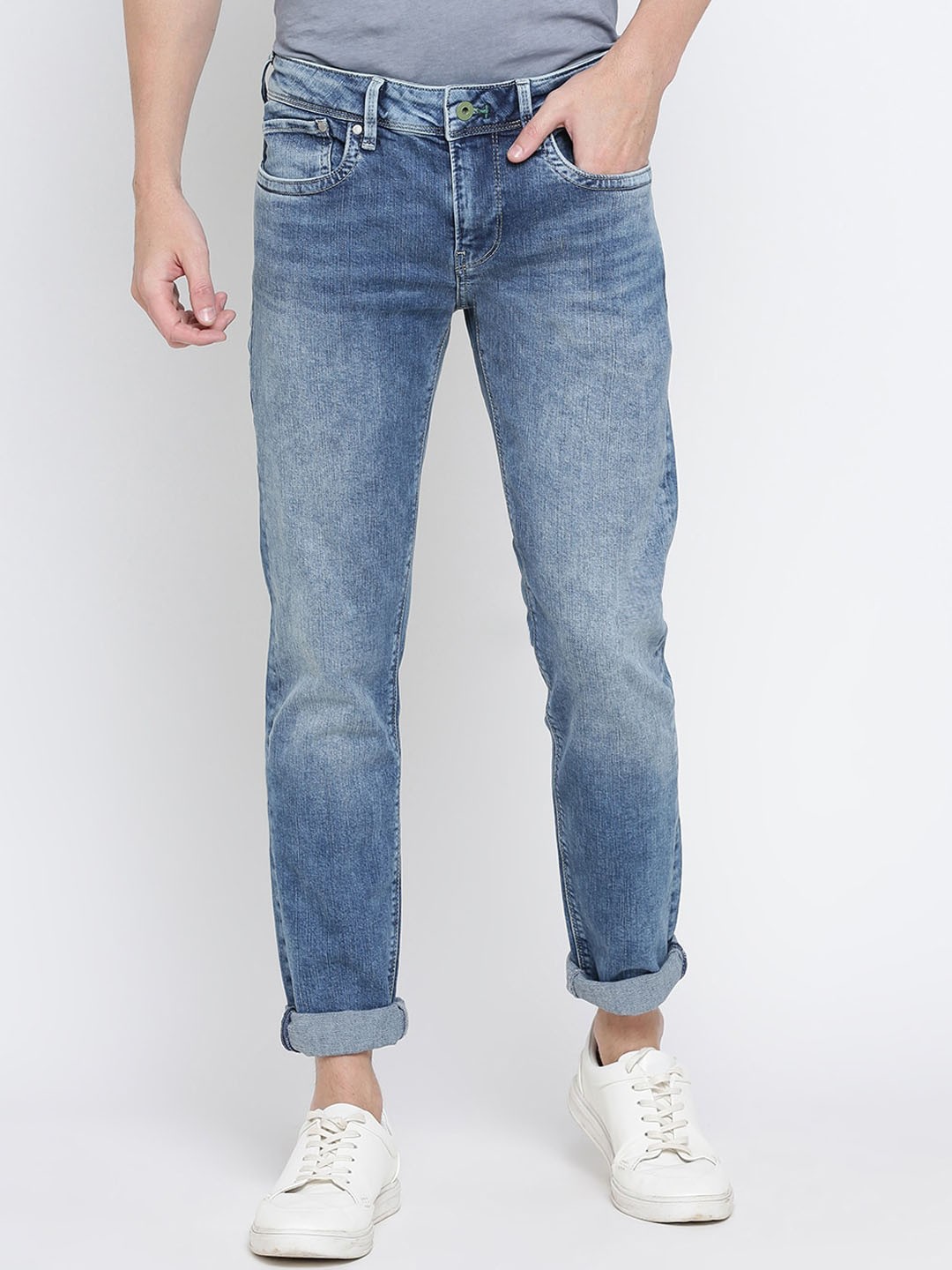 

Pepe Jeans Men Blue Regular Fit Mid-Rise Clean Look Jeans