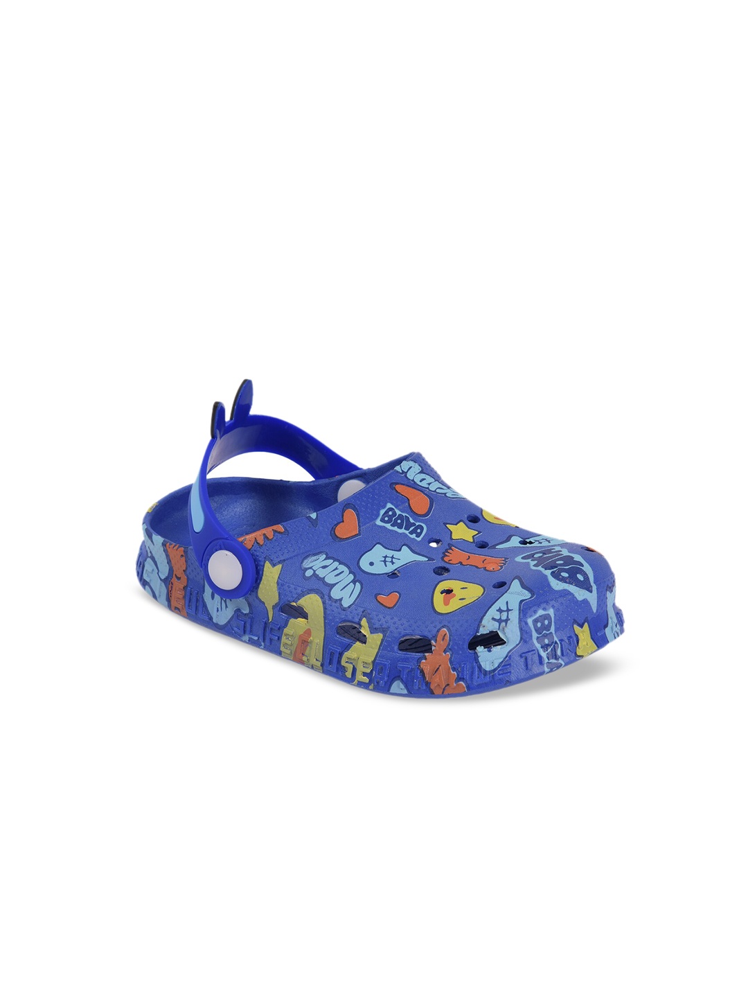 

Yellow Bee Boys Blue Printed Clogs