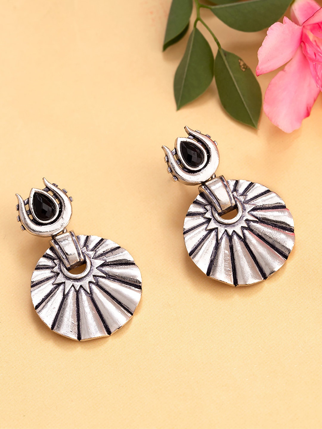 Voylla Silver-Toned Circular Studs