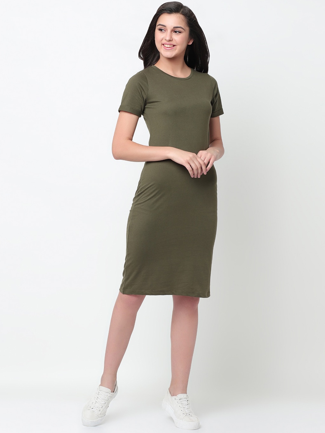 

Rigo Green Solid Sheath Dress
