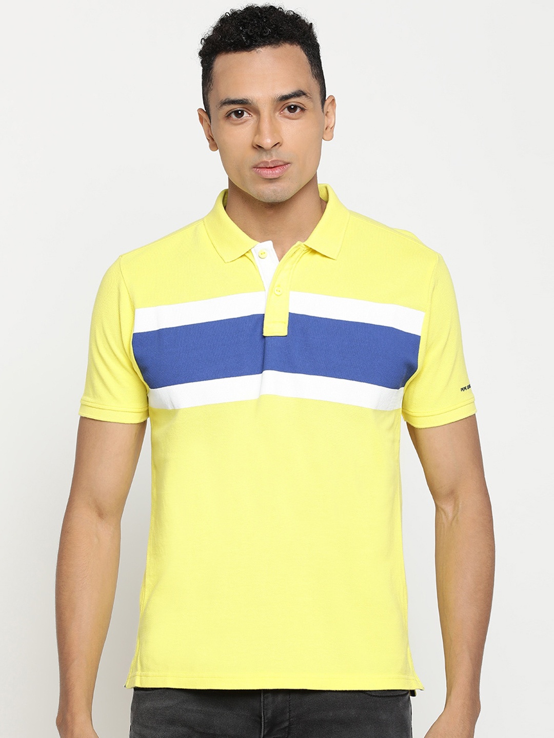 

Pepe Jeans Men Yellow Solid Polo Collar T-shirt