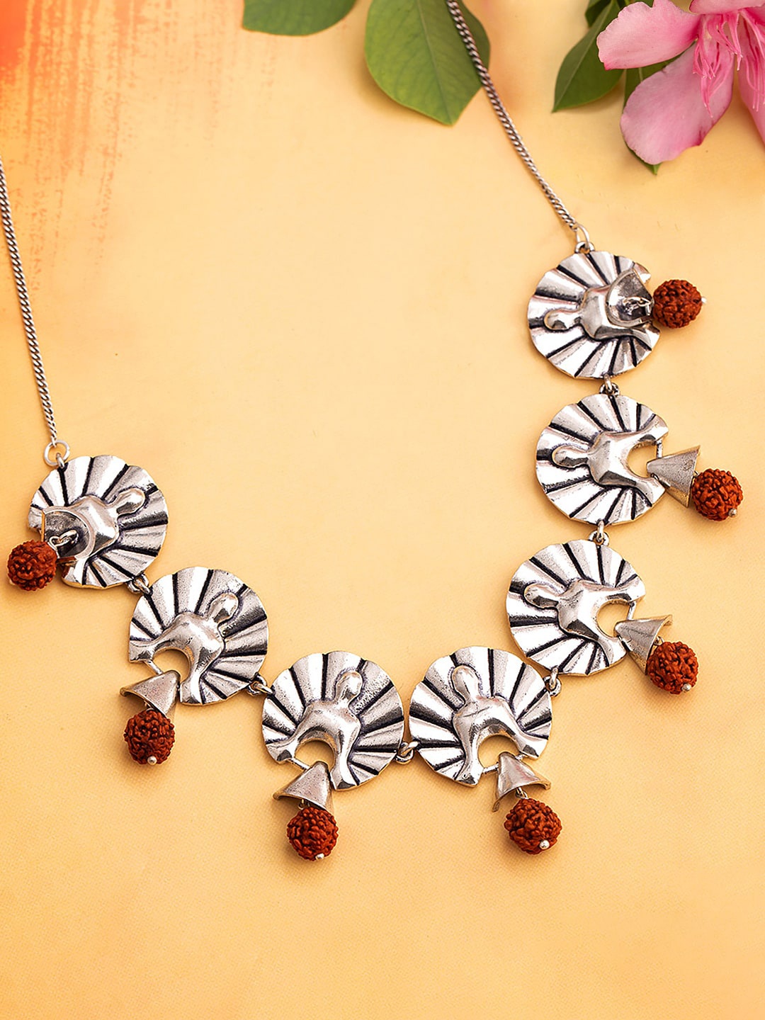 

Voylla Oxidised Silver-Plated Aham Brahmasmi Yoga Necklace
