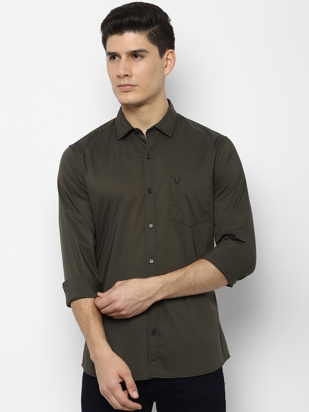 

Allen Solly Sport Men Olive Green Slim Fit Solid Casual Shirt