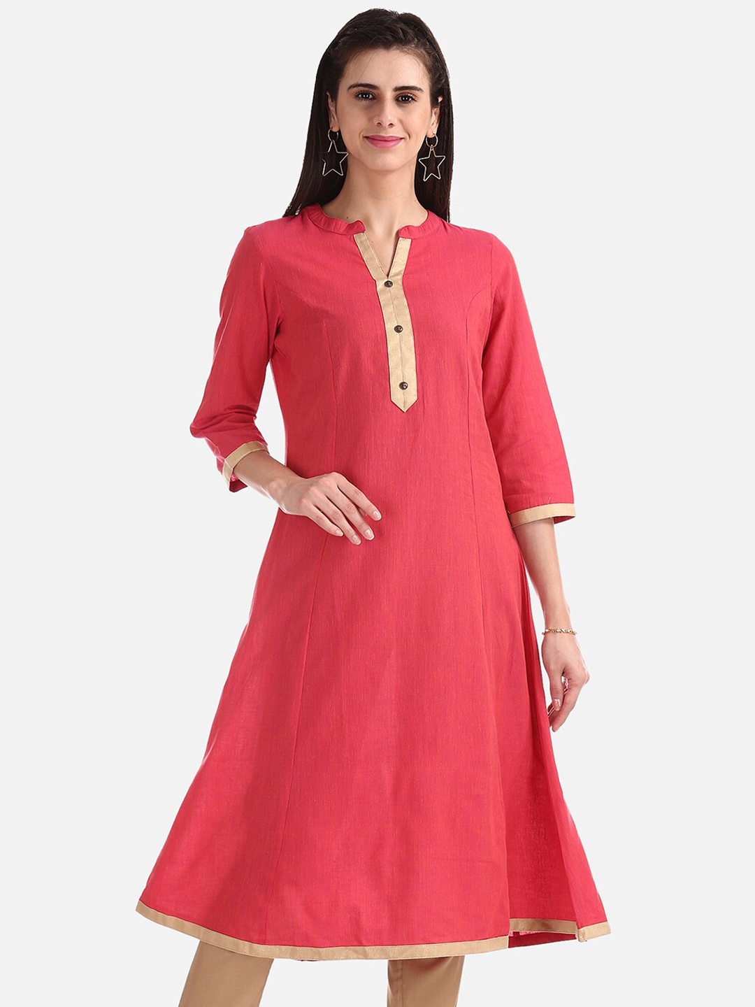 

Karigari Women Fuchsia Solid A-Line Kurta